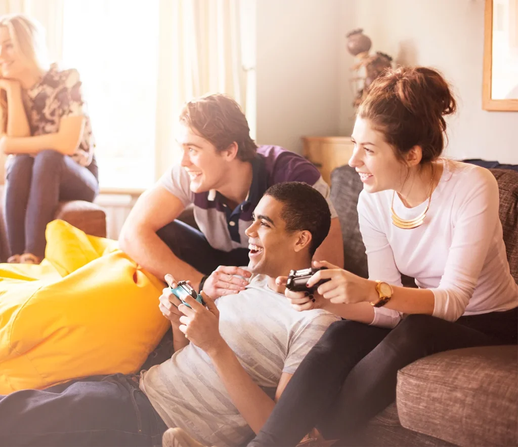 Friends playing games together